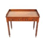 Regency period mahogany hall table the rectangular top below a three-quarter gallery rail over two