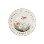 Nineteenth-century Capodimonte porcelain plate with raised ornithological decoration Worldwide