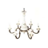 Flower encrusted porcelain and brass six branch chandelier Worldwide shipping available: shipping@