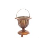 Nineteenth-century mahogany and boxwood inlaid fern stand with brass liner Worldwide shipping