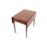 Small George III period mahogany Pembroke table the rectangular top, with square drop leaves,