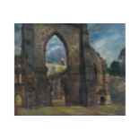 P. Rendell church ruins, oil on board Worldwide shipping available: shipping@sheppards.ie 32 x 34