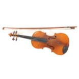 Violin and bow Worldwide shipping available: shipping@sheppards.ie Length of back: 36 cm.