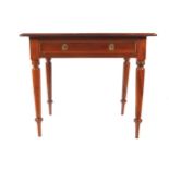 Nineteenth-century mahogany writing table the rectangular top with rounded corners, above a frieze