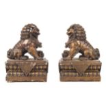 Pair of Chinese bronzed composite stone temple dogs Worldwide shipping available: shipping@