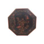 Chinese lacquered box and cover of octagonal form with sectioned interior Worldwide shipping