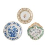 Group of plates nineteenth-century porcelain parcel gilt and floral painted fruit plate, Chinese