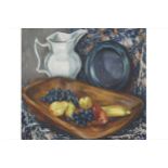 Pifer still life of a jug, bowl and basket of fruit, signed oil on canvas, enclosed in a gilt frame,