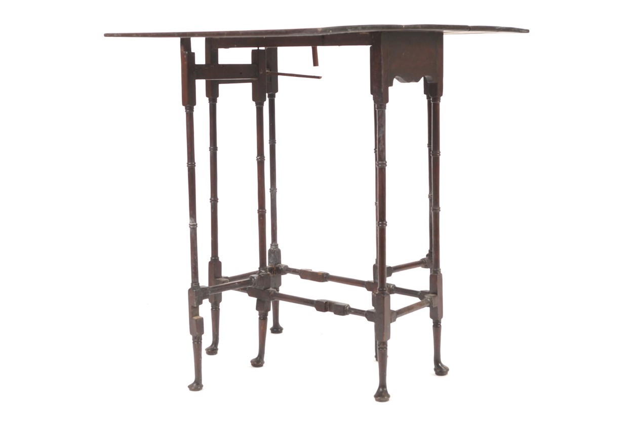 George III mahogany Sutherland table raised on spider legs, joined by stretcher rails Worldwide - Image 3 of 6