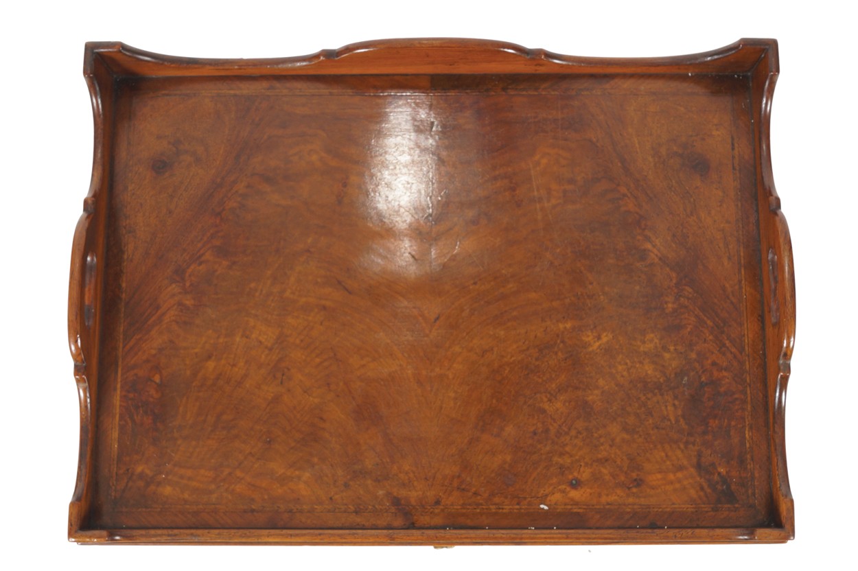 Edwardian period George III style mahogany and cross banded tray top cabinet raised on cabriole legs - Image 6 of 7