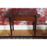 GEORGE II PERIOD RED WALNUT TEA TABLE the rectangular top with projecting square corners to the