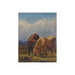 ALFRED GREY, RHA, 1858-1926 Highland cattle in a landscape Oil on canvas.  Signed and dated 1893  In