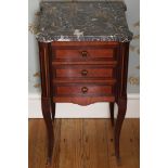 PAIR OF NINETEENTH-CENTURY FRENCH KINGWOOD, EBONY AND SATINWOOD LINE-INLAID BEDSIDE PEDESTALS each