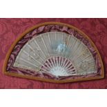 ﻿LATE EIGHTEENTH-CENTURY / EARLY NINETEENTH-CENTURY PAINTED FAN ﻿with parcel gilt mother o’ pearl