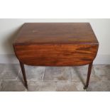 GEORGE III  PERIOD MAHOGANY BOXWOOD INLAID AND CROSS BANDED PEMBROKE TABLE the rectangular top