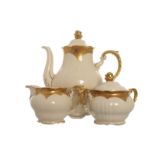 THREE PIECE BAVARIA CHINA TEA SET comprising: coffee pot sugar bowl and cream jug Direct all