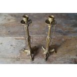 PAIR OF NINETEENTH-CENTURY GILT BRONZE CANDLESTICKS in the manner of Barbidienne. Each with a