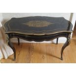 NINETEENTH-CENTURY ORMOLU MOUNTED FRENCH EBONY AND BRASS INLAID BUREAU PLAT the profusely inlaid