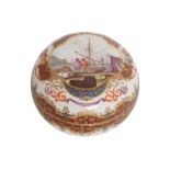 NINETEENTH-CENTURY PORCELAIN PASTE  JAR AND COVER the armorial decorated lid depicting figures on