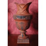 ﻿WEDGEWOOD PAINTED TERRACOTTA ETRUSCAN VASE ﻿with scarab and lyre decoration Direct all shipping