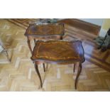 PAIR OF EDWARDIAN BRASS MOUNTED ROSEWOOD AND MARQUETRY OCCASIONAL TABLES  each with a rectangular