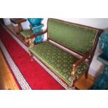 THREE PIECE NINETEENTH-CENTURY NAPOLEON III ORMOLU MOUNTED MAHOGANY SALON SUITE Comprising: A