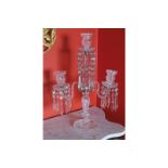 NINETEENTH-CENTURY CRYSTAL THREE-LIGHT CANDELABRA draped with prisms Direct all shipping enquiries