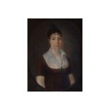 FRENCH SCHOOL, EARLY NINETEENTH-CENTURY Portrait of a lady in a brown dress   Oil on canvas within a