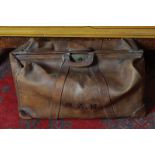 LARGE LEATHER GLADSTONE BAG WITH INITIALS ‘J.A.H.’ Direct all shipping enquiries to shipping@