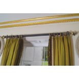 PAIR OF HEAVY GREEN CURTAINS together with a curtain pole Direct all shipping enquiries to