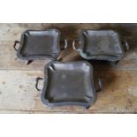 SET OF THREE SHEFFIELD PLATED PLATE WARMERS bearing the trade inscription Garrard’s Panton street,