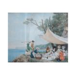 ENGLISH SCHOOL, PAIR OF WATERCOLOURS Picnic by the Sea  Afternoon tea in the Harbour  Each