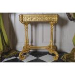 NINETEENTH-CENTURY FRENCH GILT JARDINIÈRE the rectangular top with lobed corners, with inset metal