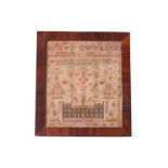 NINETEENTH-CENTURY SAMPLER, DATED 1855 enclosed in a mahogany frame Direct all shipping enquiries to