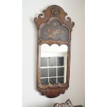 EDWARDIAN WALNUT AND PAINTED FRETWORK FRAMED MIRROR Direct all shipping enquiries to shipping@