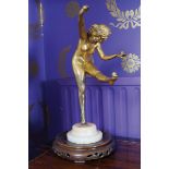 ﻿CLAIRE JEANNE ROBERTE COLINET, 1880 - 1950 ﻿ Juggler Cold-painted bronze figure on a circular
