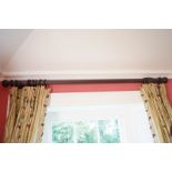 PAIR OF REEDED TURNED CURTAIN POLES complete with rings Direct all shipping enquiries to shipping@