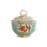 SMALL NINETEENTH-CENTURY PAINTED AND PARCEL GILT BON BON DISH AND COVER Direct all shipping