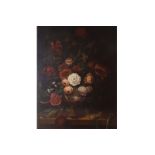 FRENCH SCHOOL, NINETEENTH-CENTURY Still life of roses in a vase with a watch, a dagger and a