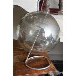 ART TRANSPARENT GLOBE ON A POLISHED STEEL STAND Direct all shipping enquiries to shipping@