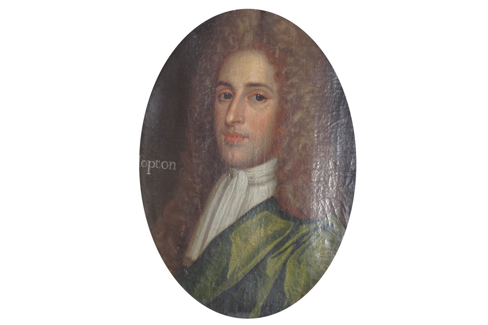 ﻿ENGLISH SCHOOL, SEVENTEENTH-CENTURY ﻿Portrait of a young gentleman wearing a green cloak,  Oil on