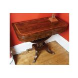 REGENCY PERIOD ROSEWOOD, SATINWOOD BANDED AND BRASS INLAID CARD TABLE, CIRCA 1810 the cross banded