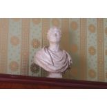 LARGE NINETEENTH-CENTURY PLASTER BUST of a Roman figure wearing a toga Direct all shipping enquiries