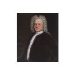 ENGLISH SCHOOL, EIGHTEENTH-CENTURY Three-quarter length portrait of a gentleman wearing a wig, white