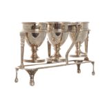 SILVER EGG CUP STAND AND EGG CUPS London 1806, Makers:  John Emes Direct all shipping enquiries to