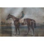 AFTER J.F. HERRING Nineteenth-century coloured engraving  A racehorse with jockey in a landscape