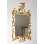 EIGHTEENTH-CENTURY CARVED GILTWOOD PIER MIRROR the rectangular plate with serpentine top and base,
