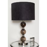 PAIR OF MODERN GLASS AND STEEL TABLE LAMPS complete with shades Direct all shipping enquiries to