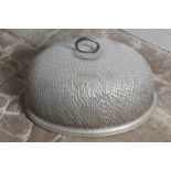 LARGE MAPPIN AND WEBB SILVER PLATED MEAT COVER with hammered naturalistic decoration Direct all