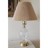 CRYSTAL AND BRASS TABLE LAMP together with shade Direct all shipping enquiries to shipping@